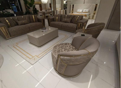 Modern Sofagarnitur 3+3+1 Sitzer Sessel Textil 3 Sit Sofa 3tlg. Set Design Neu